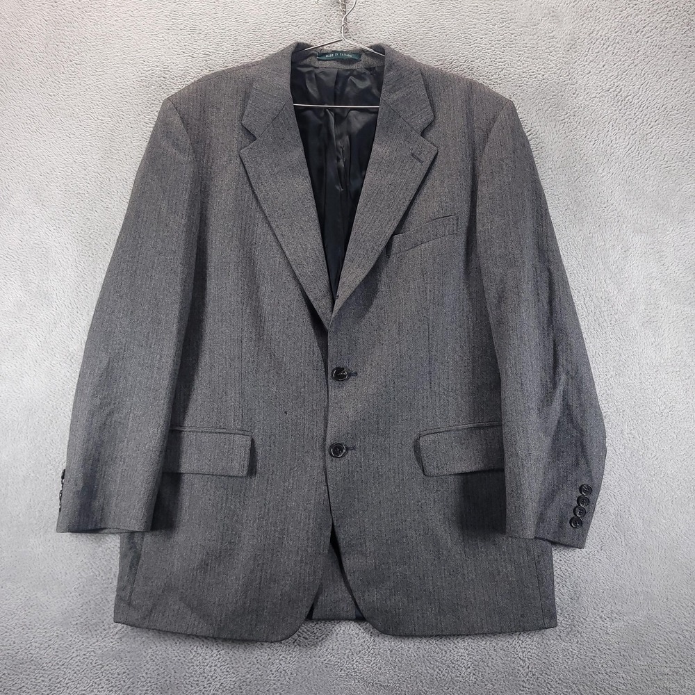 Lauren Ralph Lauren Blazer Mens 44R Gray Wool Herringbone Tweed Sport Coat
